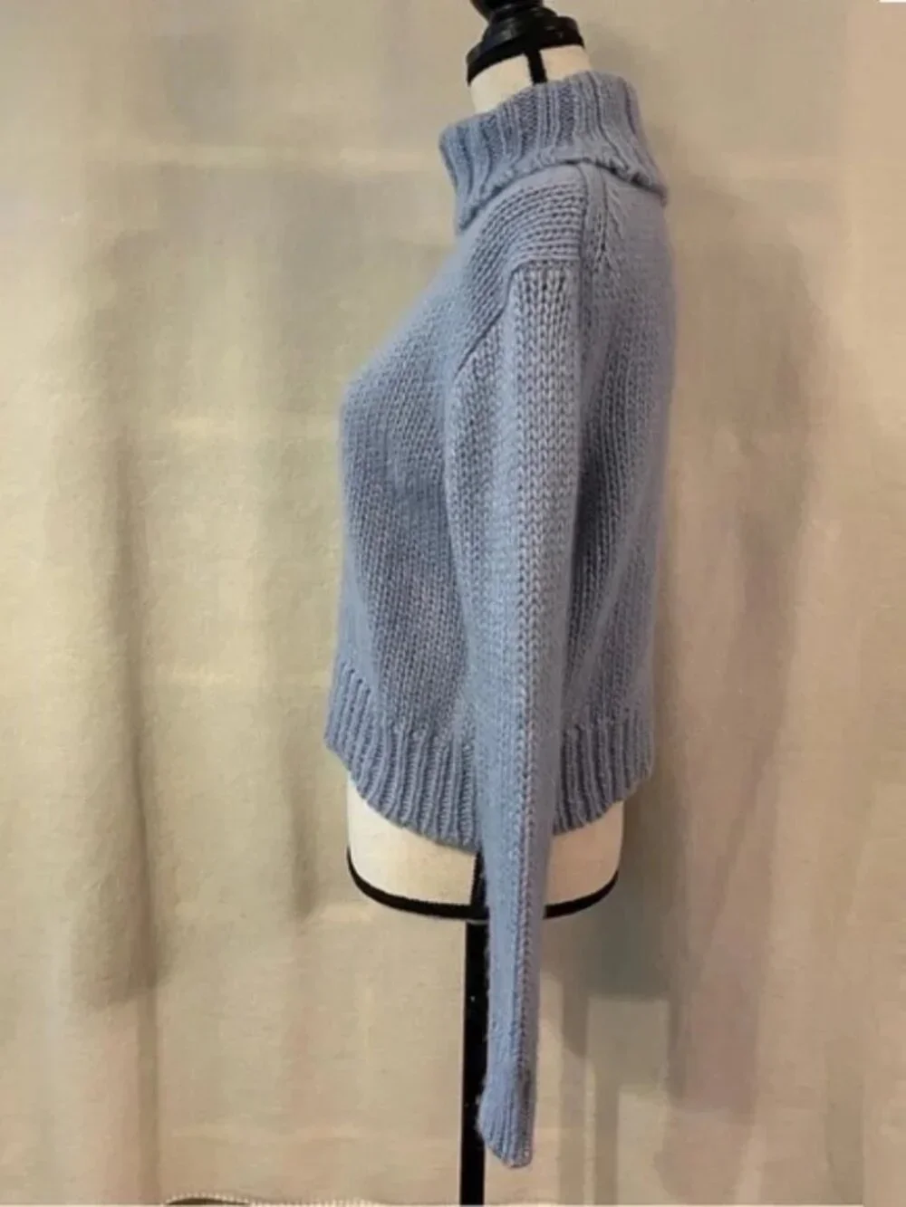 J. Crew powder blue wool alpaca chunky knit turtleneck sweater